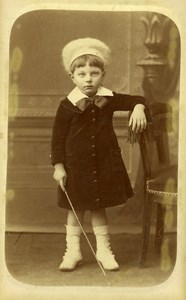France Calais Jeu d'Enfants Baguette Canne Ancienne CDV Photo Vatour Alphonse 1890