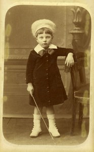 France Calais Jeu d'Enfants Baguette Canne Ancienne CDV Photo Vatour Alphonse 1890