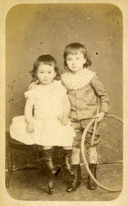 France Lille Jeu d'Enfants Cerceau Ancienne CDV Photo Deton 1890