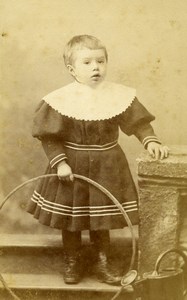 France Nice Jeu d'Enfants Cerceau Ancienne CDV Photo Lauro 1890