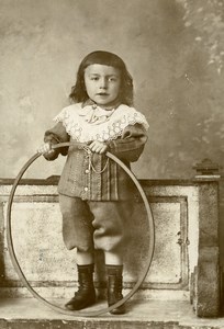 France Lille Jeu d'Enfants Cerceau Jouet Ancienne CDV Photo Leroy 1890