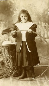 France Lille Jeu d'Enfants Cerceau Jouet Ancienne CDV Photo Desbottes 1890