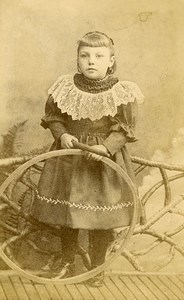 France Tourcoing Children Fashion Game Hoop Toy Old CDV Photo Silbermann 1890