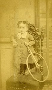 France Paris Jeu d'Enfants Cerceau Jouet Ancienne CDV Photo Yrondy 1870