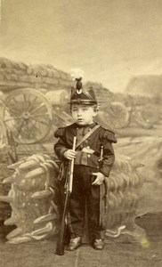 France Lille Jeune Garcon en Costume Militaire Ancienne CDV Photo Delabarre 1870