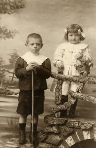 France Tourcoing Jeu d'Enfants Panier Canne Ancienne CDV Photo Lampe 1890