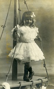 France Tourcoing Children Fashion Game Old CDV Photo Carette 1900