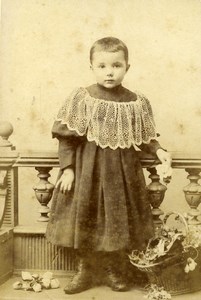 Belgium Brussels Children Fashion Basket & Flowers Old CDV Photo Fabronius 1890