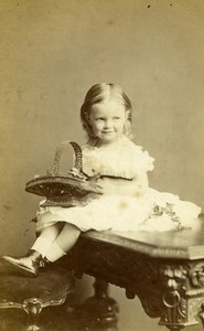 United Kingdom Folkestone Girl & Basket Old CDV Photo Lambert Weston 1880