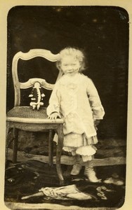 France Jeu d'Enfants Fantome Fillette et sa Poupée Ancienne CDV Photo 1890