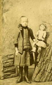 France Tourcoing Jeune Fille et sa Poupée Ancienne CDV Photo Clement 1890