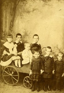 France Roubaix Groupe d'Enfants la Charrette Ancienne CDV Photo Nys 1890