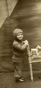 France Roubaix Jeu d'Enfants Petit Chien Fox Terrier Milou? Ancienne Photo Amateur 1930