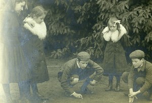 France les Joueurs de Bille Jeu d'Enfants Ancienne Photo Amateur 1910