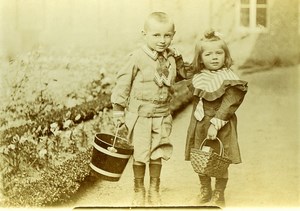 France les Petits Jardiniers Andre & Marie-Louise Devred Ancienne Photo Amateur 1900