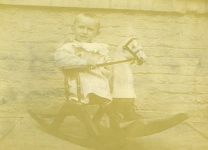 France Cheval à Bascule Jeu d'Enfants Ancienne Photo Amateur 1900