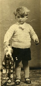 France Young Boy & Horse Toy Children Game Old Amateur Photo 1930's