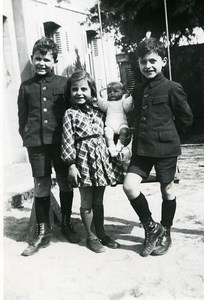 France la Poupée Jeu d'Enfants Groupe Ancienne Photo Amateur 1930