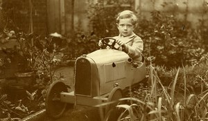 France Boy in his Pedal Car Children Game Old Amateur Photo 1930