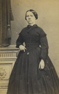 France Lille Woman Portrait Fashion Old CDV Photo Bury 1870
