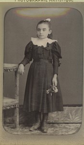 France Millau Young Girl Portrait Fashion Old CDV Photo Moulin 1870