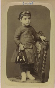 France Mende Young Girl Portrait Fashion Old CDV Photo Gourdon 1880's
