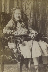 France Lille Young Girl Portrait Fashion Violon Old CDV Photo 1880