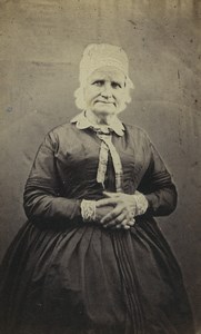 France Paris Elderly Woman Portrait Fashion Headdress Old CDV Photo Mouret 1870