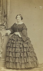 France Paris Woman Portrait Fashion Crinoline Old CDV Photo Franck 1860's