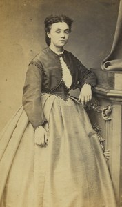 France Lille Woman Portrait Fashion Old CDV Photo Lyon 1870