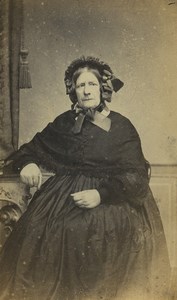 France Lille Woman Portrait Fashion Headdress Old CDV Photo Bury 1870