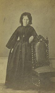 France La Fleche Woman Portrait Fashion Old CDV Photo 1870
