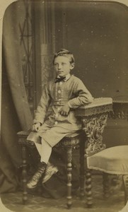 France Lille Young Boy Portrait Fashion Old CDV Photo Carette 1870