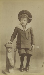 France Paris Young Boy Sailor Outfit Fashion Old CDV Photo Henry 1880