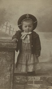France Tourcoing Boy Toddler Sailor Outfit Fashion Old CDV Photo Lampe 1880