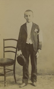 France Besancon Boy Portrait Fashion Uniform Old CDV Photo Le Blanc 1870's