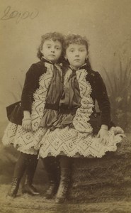 France Lille Young Girls Portrait Fashion Old CDV Photo Mouth 1870's