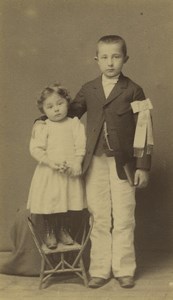 France Millau Children Portrait Communion Fashion Old CDV Photo Gourdon 1890
