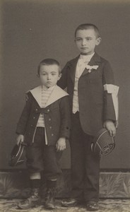 France Millau Boys Portrait Fashion Communion Old CDV Photo Moulin 1890