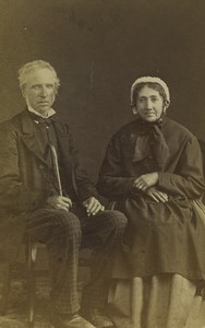 France Lyon Elderly Couple Portrait Fashion Old Photo Champiot 1870