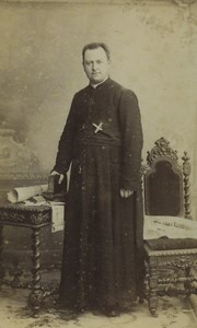France Toulouse Religion Priest Portrait Old CDV Photo Cousin 1880's