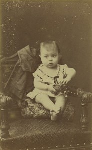France Paris Baby Child Portrait Old CDV Photo Blanc 1880's