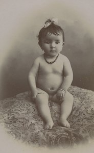 France Billancourt Baby Girl Portrait Old CDV Photo Bourgeois 1890