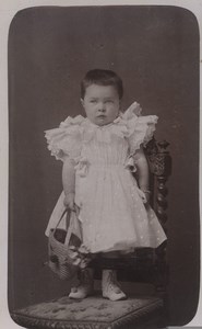 France Millau Baby Child Portrait Basket Old CDV Photo Gourdon 1890's