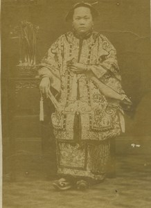 China Portrait Chinese Woman Traditional Costume Old CDV Photo 1870