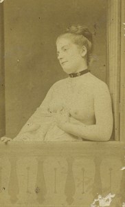 France Paris Woman Topless Nude Risque Old CDV Photo 1870