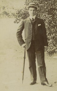 France Man Umbrella & Hat Portrait Fashion Old CDV Photo 1890 #1
