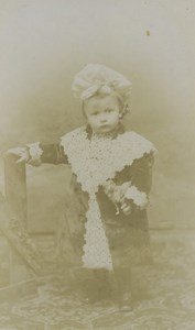 France Paris Girl Toddler Portrait Fashion Old CDV Photo Lesavre 1900