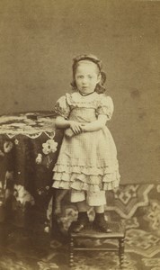 France Saint Etienne child Girl Portrait Fashion Old CDV Photo Graglia 1875 #1