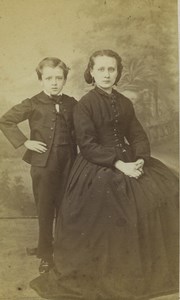 France Saint Etienne Mother & child Old CDV Photo Cheri Rousseau 1865